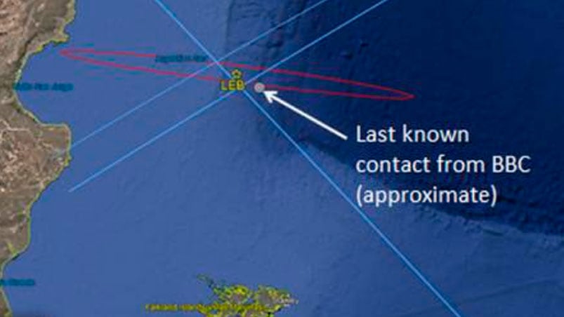 La "anomalía hidroacústica" se detectó a pocos kilómetros de la última posición conocida.
