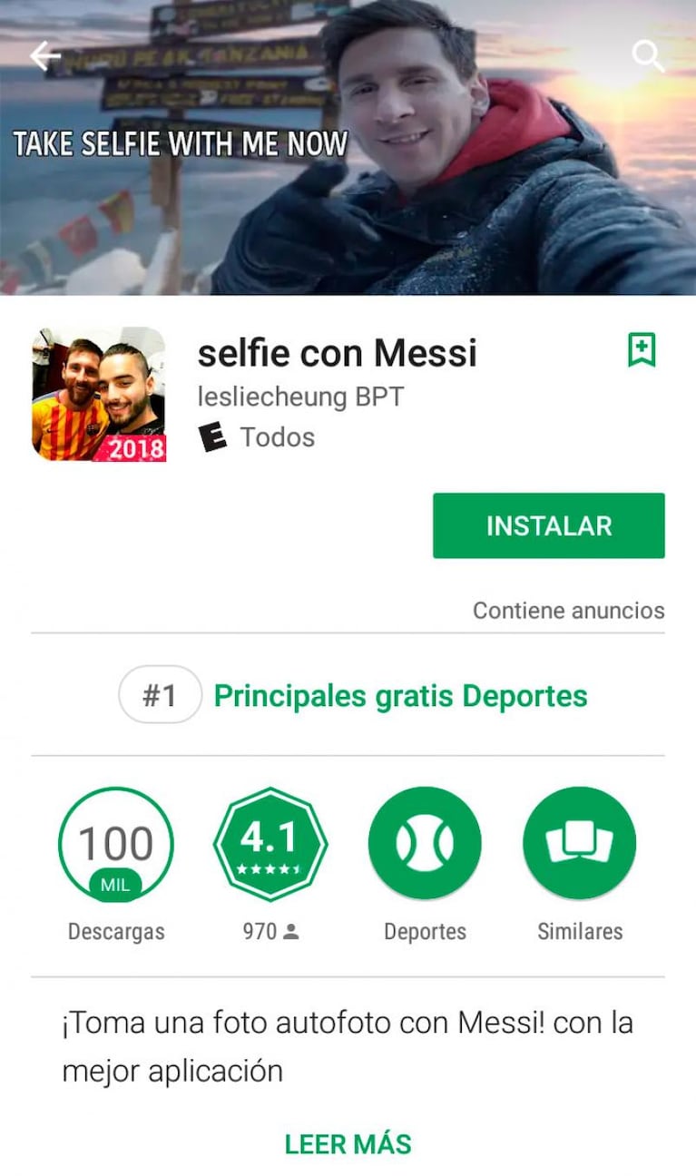 La aplicación que permite sacarte una selfie con Lionel Messi