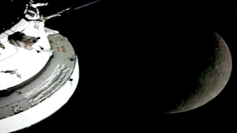 La aproximación de la nave Orion a la Luna.