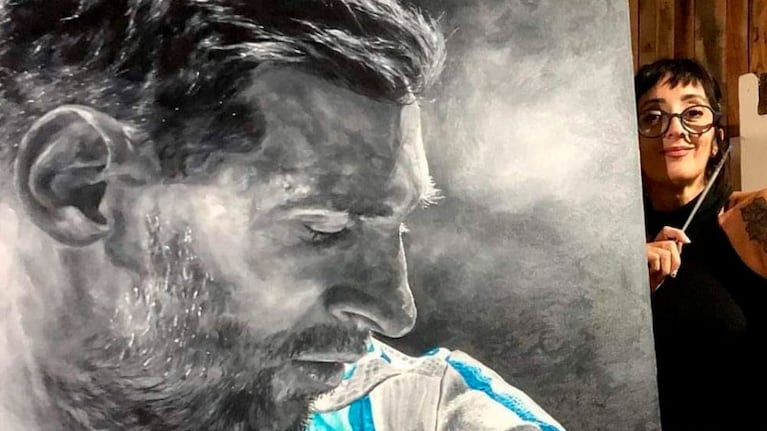 La artista Claudia Pérez viajará a Qatar para exhibir su pintura de Messi.
