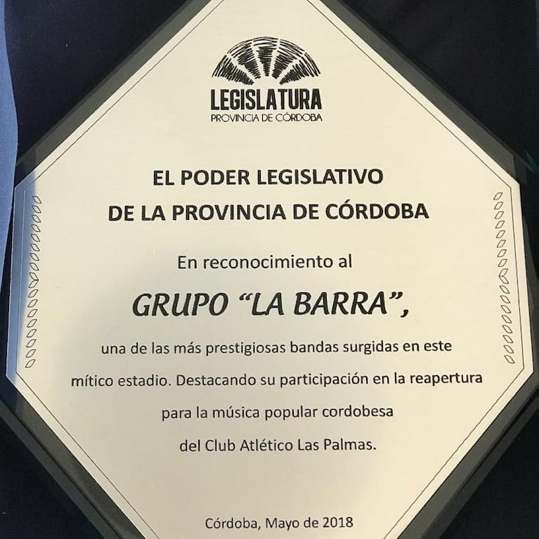 La Barra homenajeado por la Legislatura
