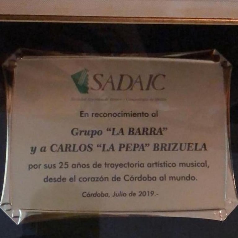 La Barra recibió una distinción de SADAIC