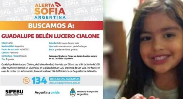 La búsqueda de Guadalupe Lucero llegó hasta Río Tercero