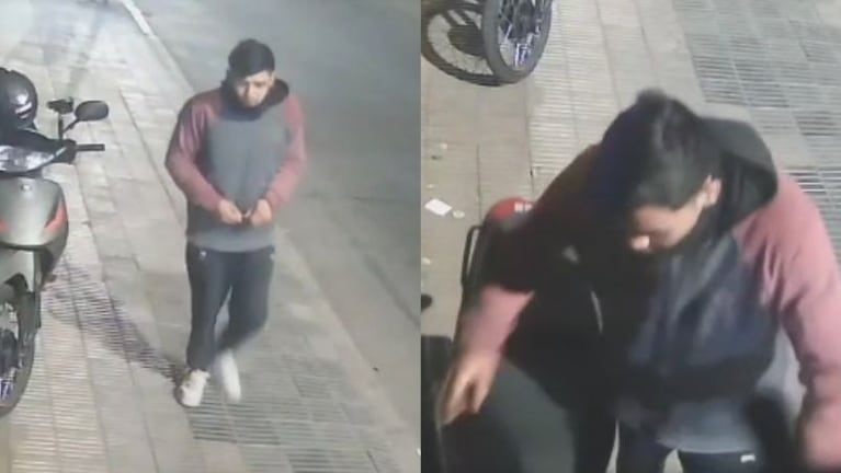 La cámara captó el robo de la moto en Alberdi.