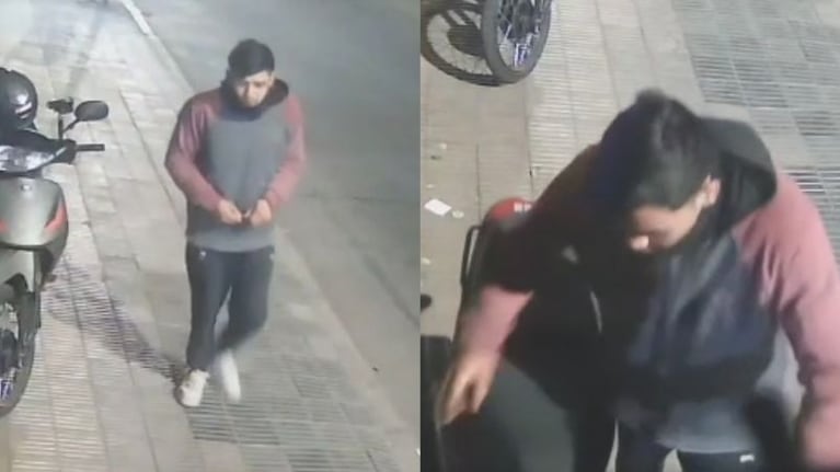 La cámara captó el robo de la moto en Alberdi.