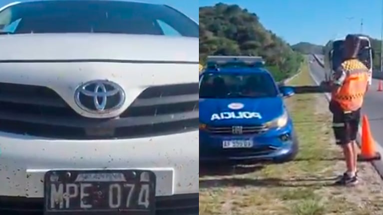 La caminera les puso multas por la patente.