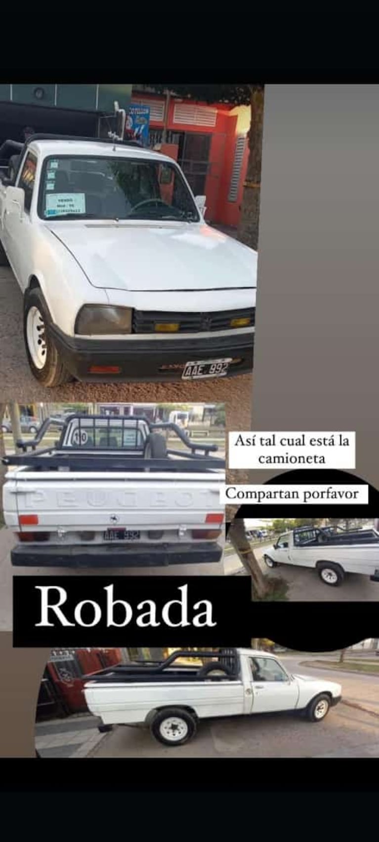 La camioneta que le robaron a Américo.