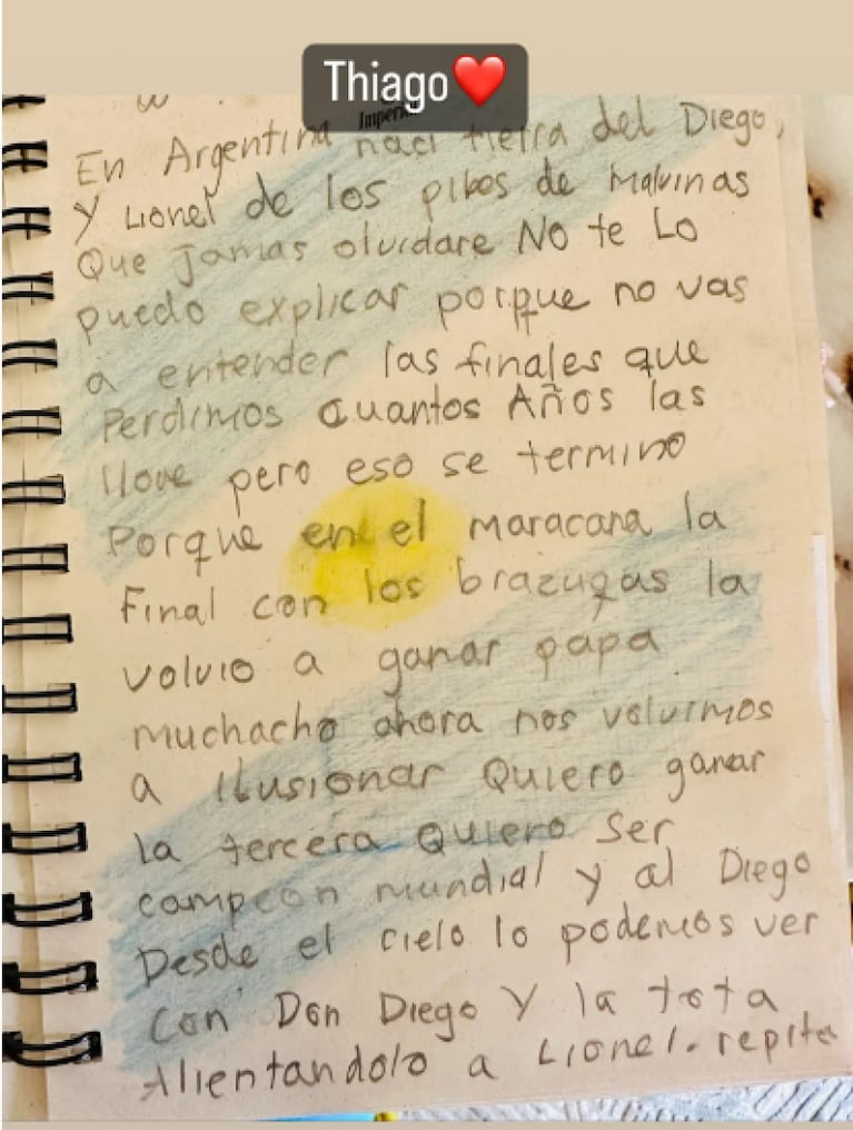 La carta de Thiago Messi en la previa de la final que conmovió a Antonela Roccuzzo