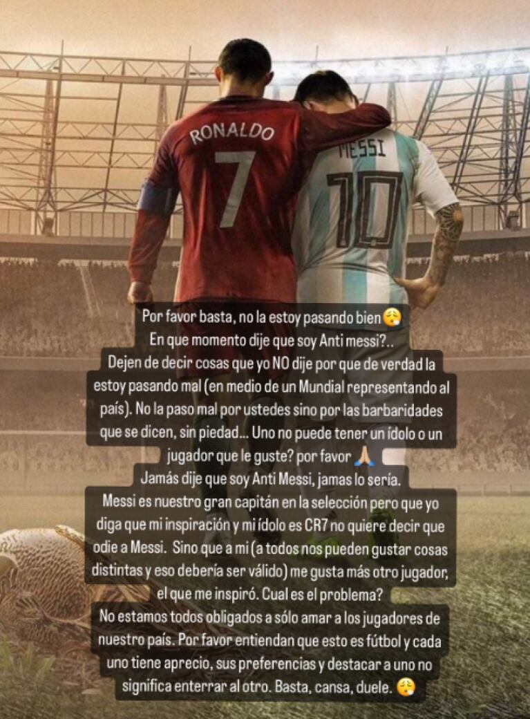 La carta de Yamila Rodríguez ante las agresiones por su tatuaje de Cristiano Ronaldo