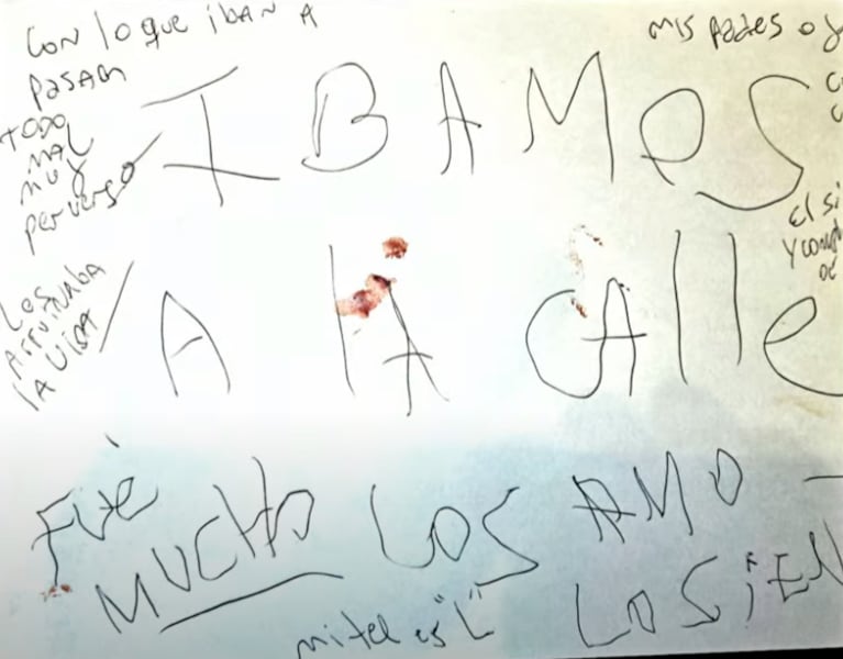 La carta en la escena del crimen en Villa Crespo.