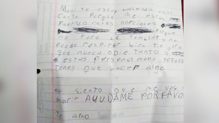 La carta que la nena le escribió a su mamá.