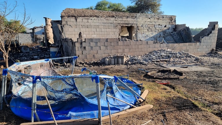 La casa destruida por la explosión en Villa María.