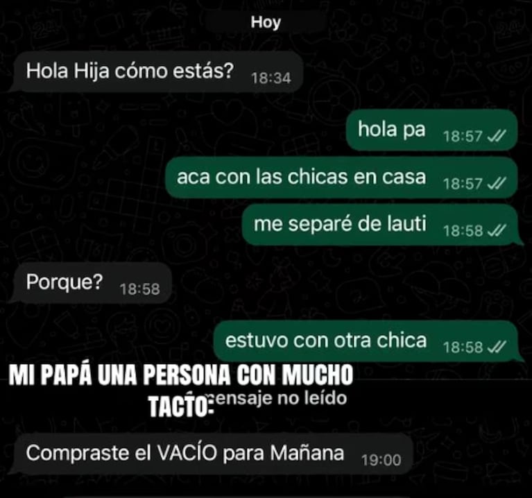 La charla que posteó la joven en redes.