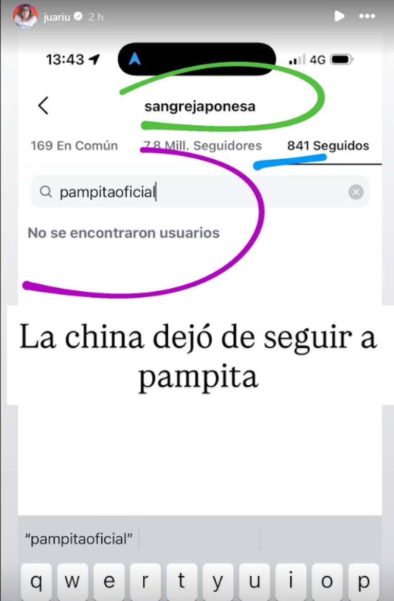 La China Suárez dejó de seguir a Pampita.