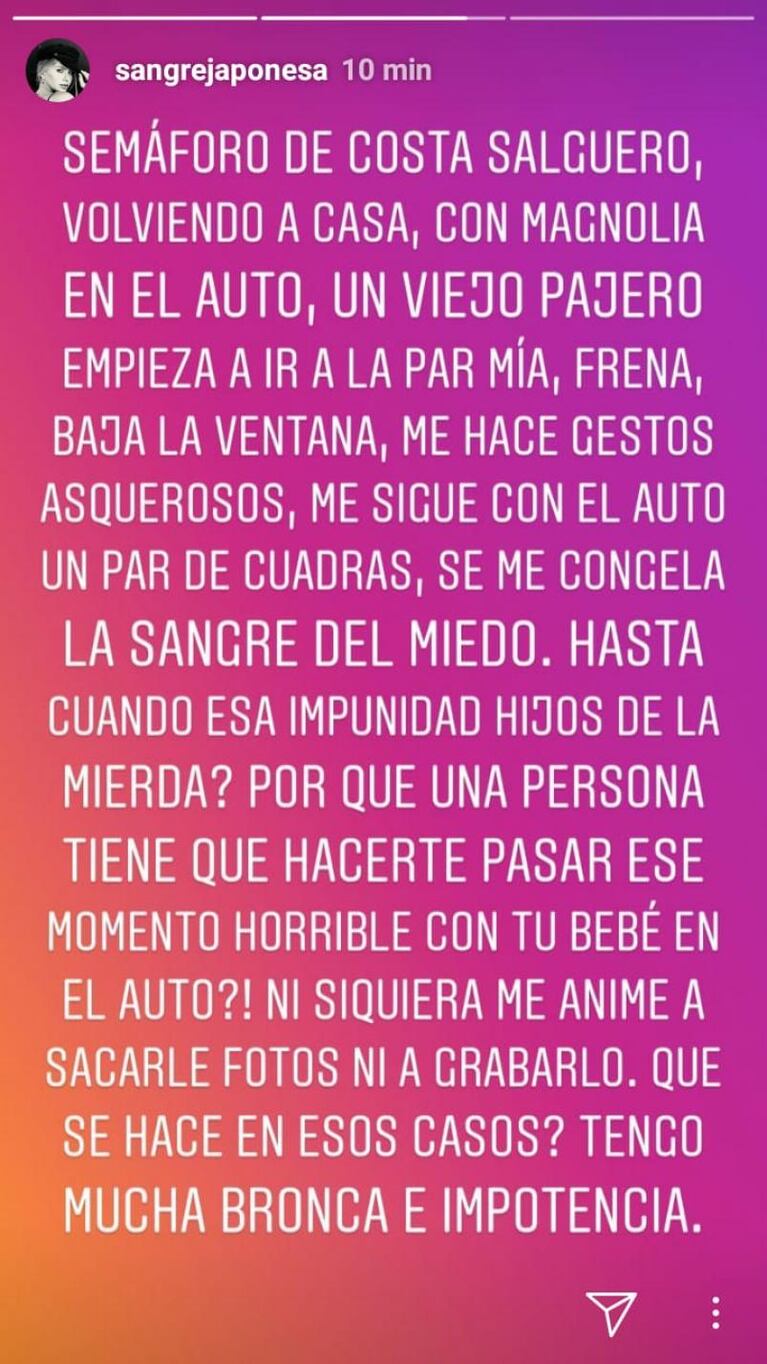 La China Suárez denunció un acoso mientras estaba con su beba