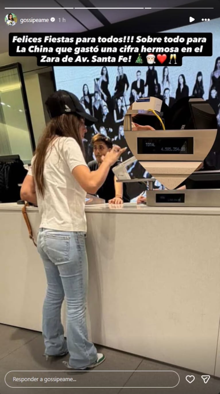 La China Suárez hizo las compras de Navidad y una foto filtró cuánto gastó en un local de ropa