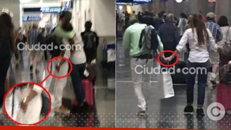 La China Suárez y Benjamín Vicuña, a los mimos en el aeropuerto