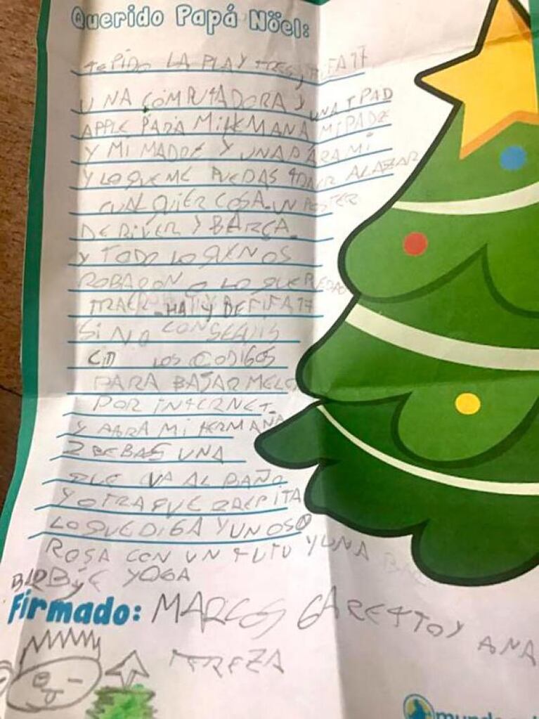 La conmovedora carta a Papá Noel del hijo de Carlos Garetto