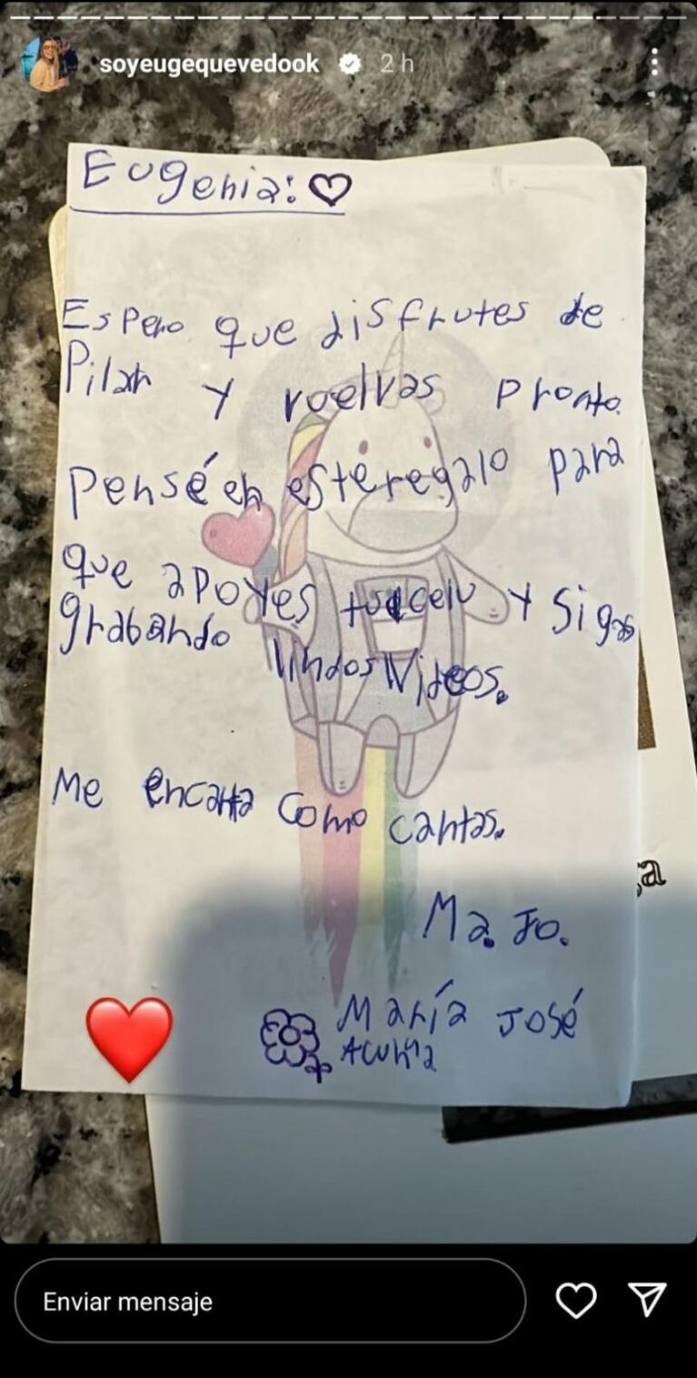 La conmovedora carta de una fan a Euge Quevedo 