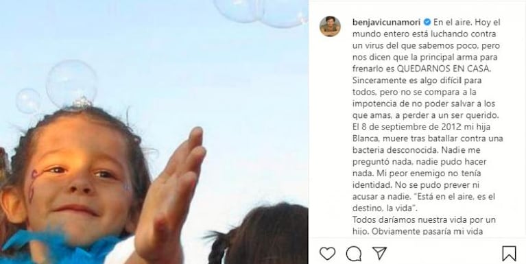 La conmovedora reflexión de Benjamín Vicuña por su hija Blanca y el coronavirus