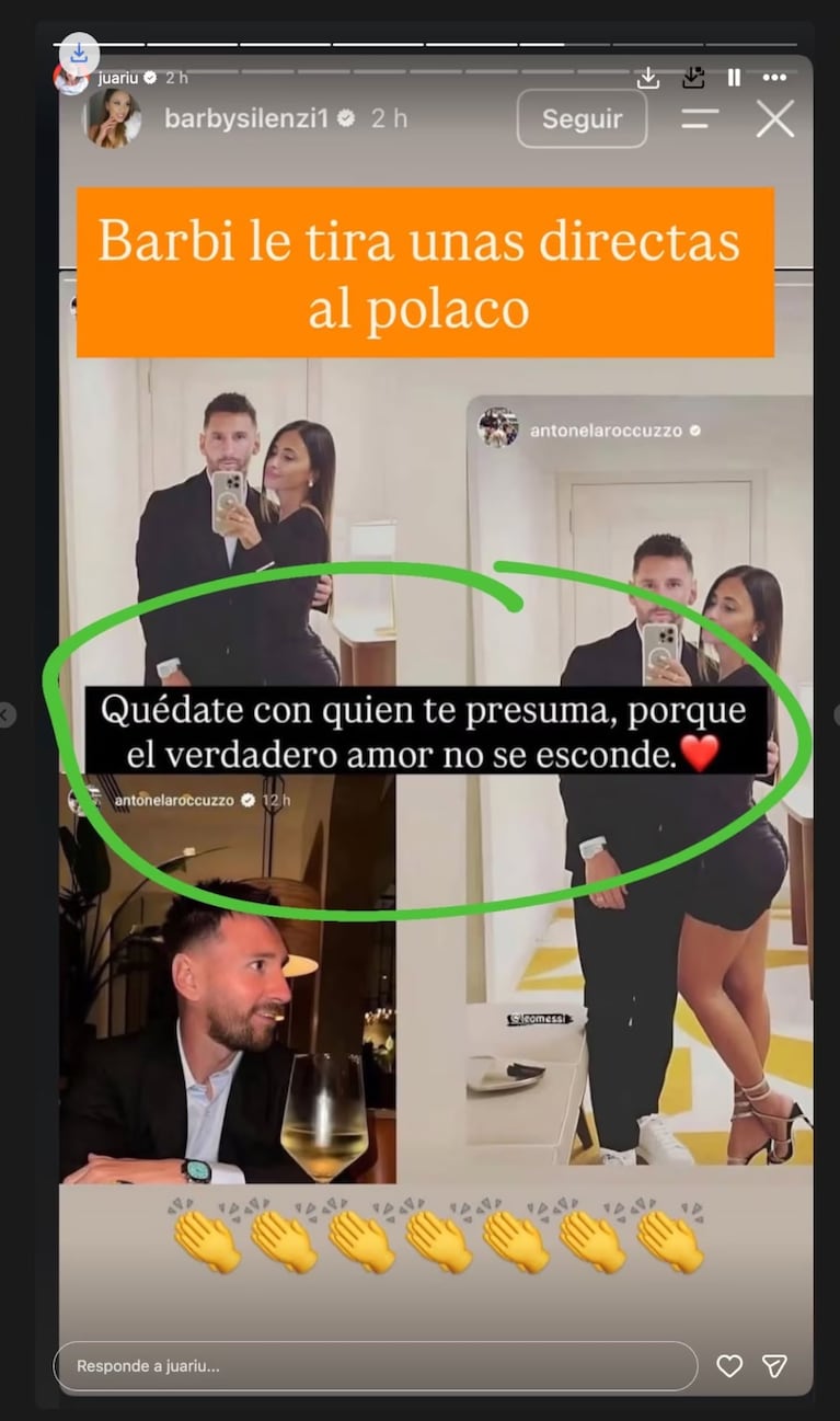 La contundente indirecta de Barby Silenzi a El Polaco con una foto de Messi y Antonela Roccuzzo