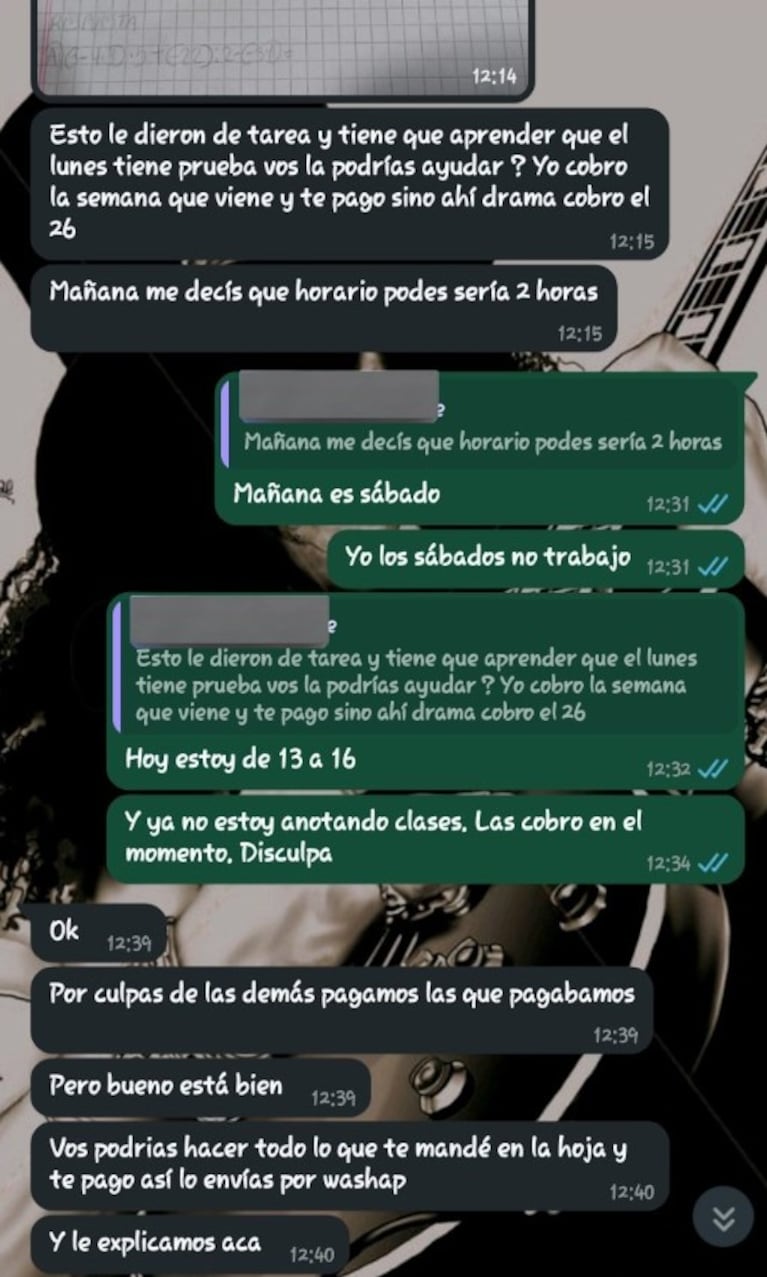 La conversación de la docente con la madre.