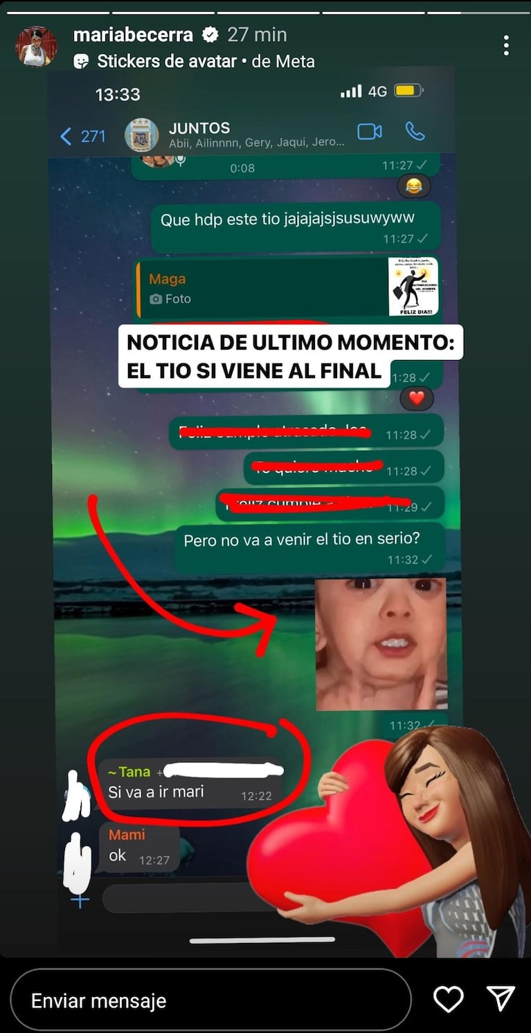 La conversación que mostró María Becerra.