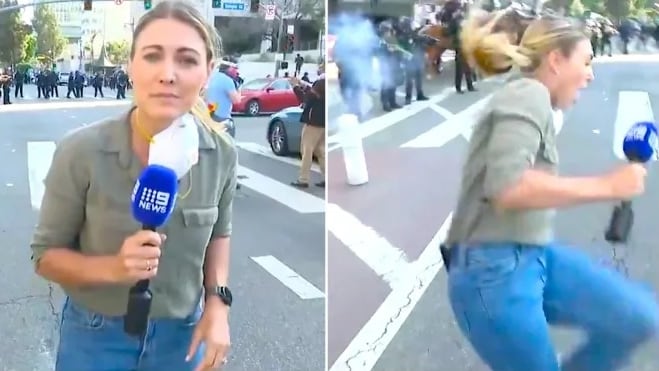 La corresponsal fue sorprendida por un balazo de goma en plena cobertura.