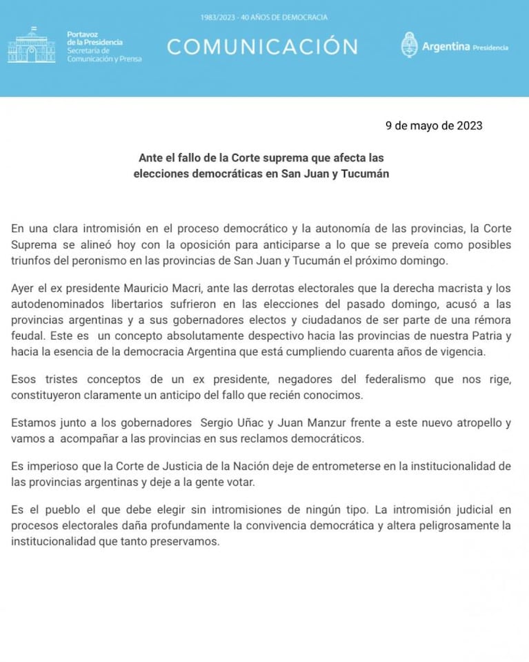 La Corte ordenó suspender las elecciones de San Juan y Tucumán del domingo