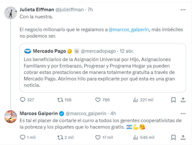 La crítica que provocó la reacción de Galperin.