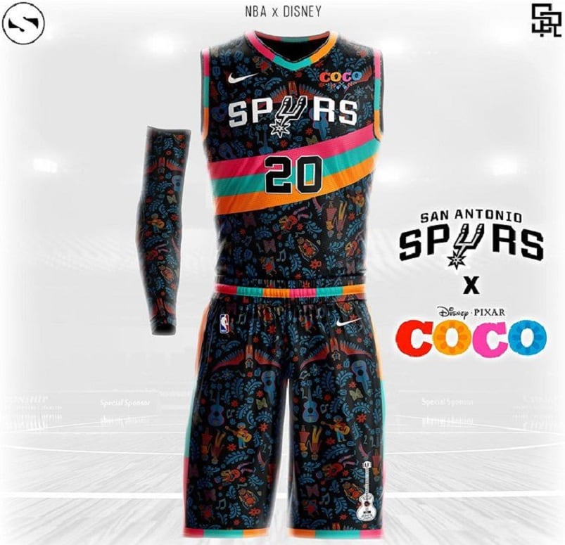 La cultura mexicana de Coco se adueñó de la camiseta de San Antonio Spurs.