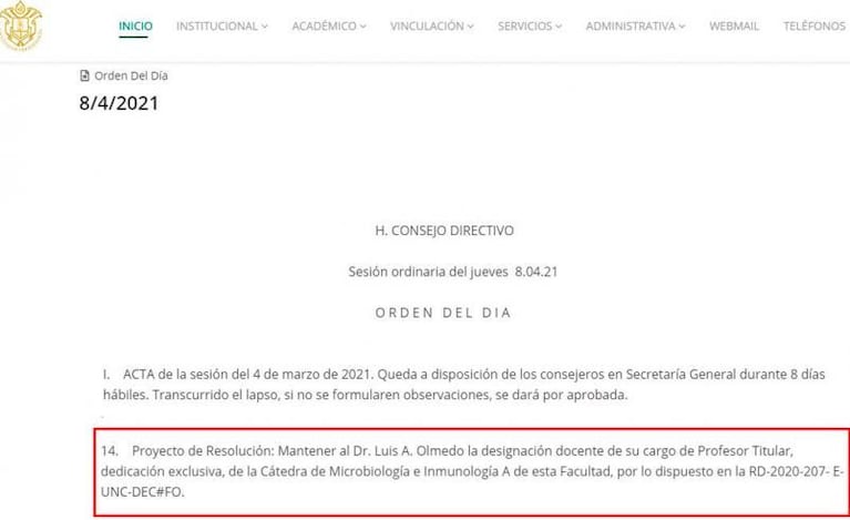 La Decana de Odontología aclaró la situación del profesor Olmedo: "Sigue suspendido y no cobra"