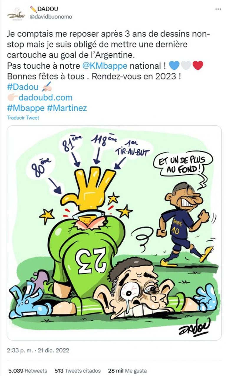 La desagradable caricatura de un artista francés contra el Dibu Martínez