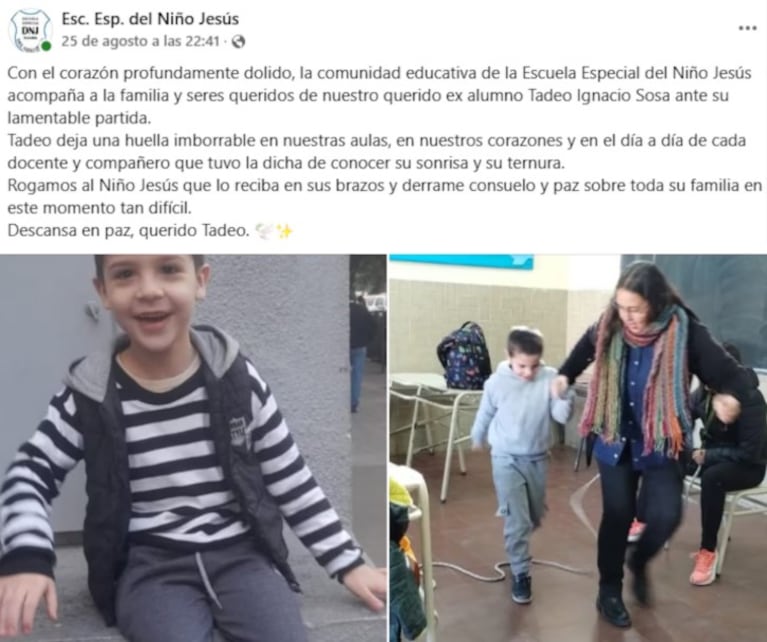 La despedida al nene que fue asesinado por su padre.