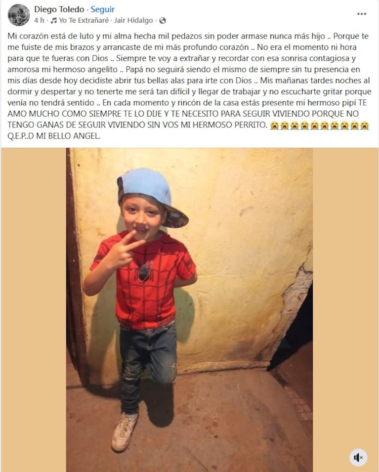 La despedida del papá en las redes.