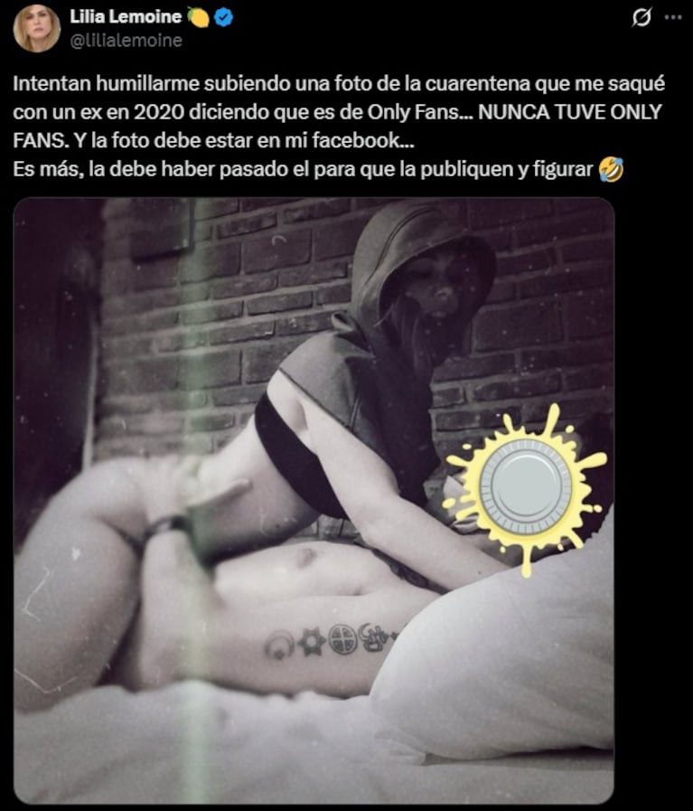 La diputada Lilia Lemoine negó estar en Only Fans y subió una foto teniendo relaciones