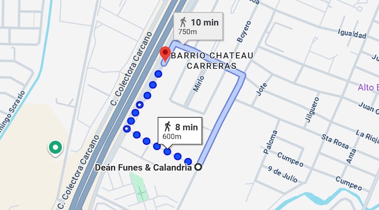 La distancia entre la casa de los detenidos y el lugar donde hallaron las vísceras.
