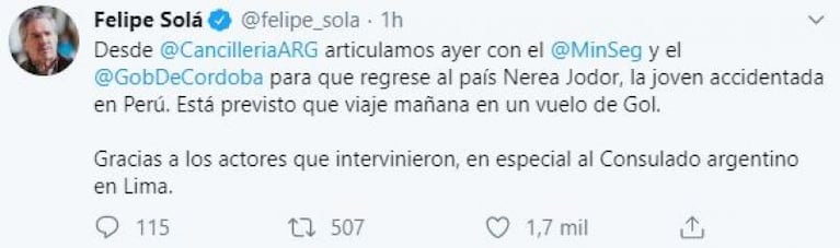 La docente de la UNC accidentada en Perú regresará a Córdoba