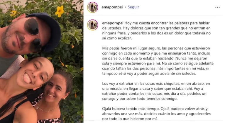 La dolorosa carta de la hija de la cordobesa que murió aplastada por un árbol junto a su esposo