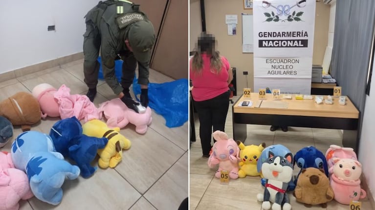 La droga fue hallada en peluches que trasladaba una mujer en un colectivo.