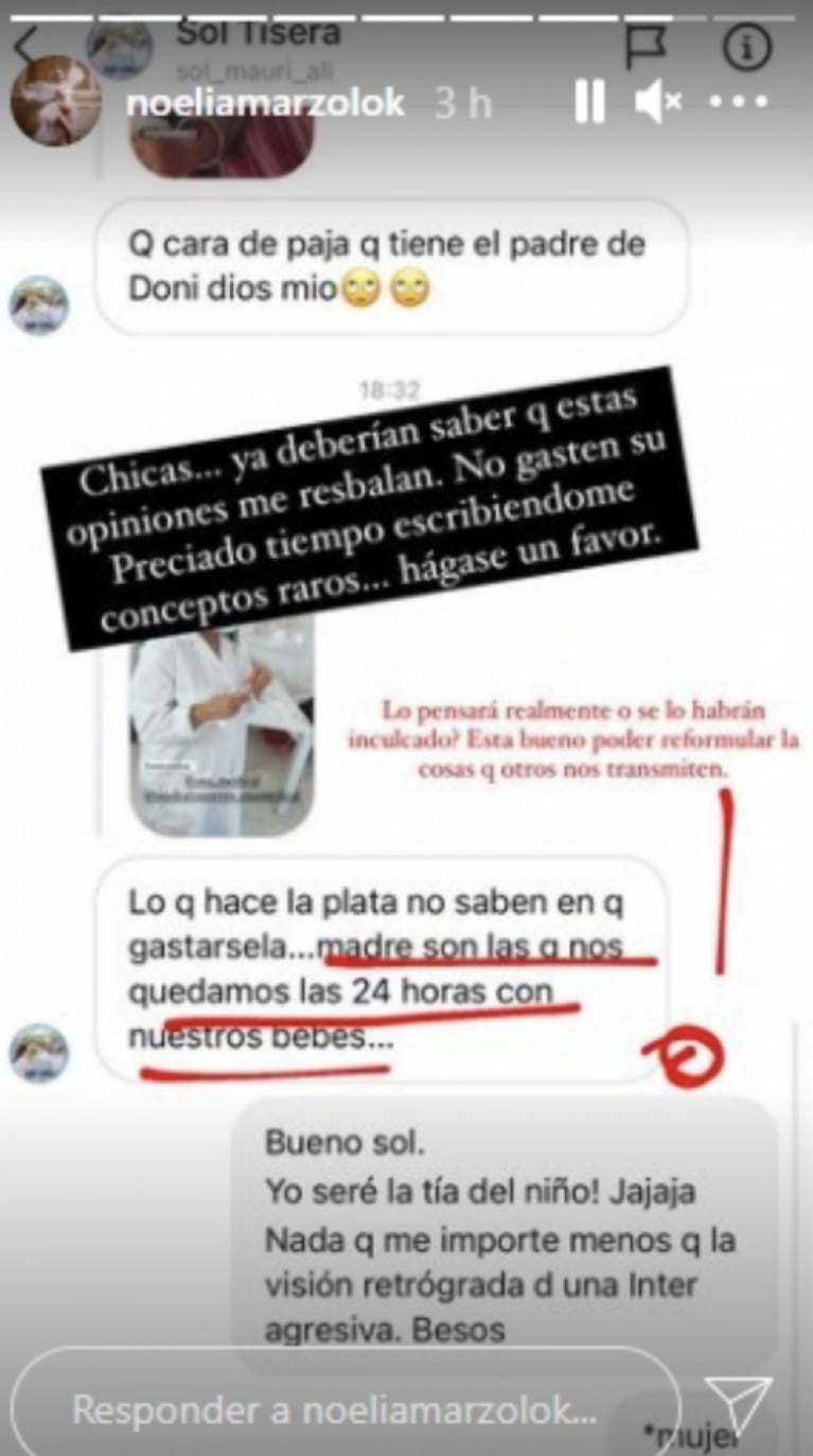 La dura respuesta de Noelia Marzol a una mujer que la criticó como madre