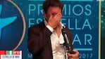 La emoción del actor al recibir el premio en Mar del Plata.