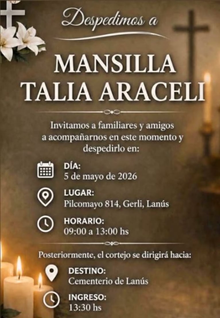 La emotiva despedida del expiloto Quique Mansilla a su hija que murió en un choque fatal con sus amigos