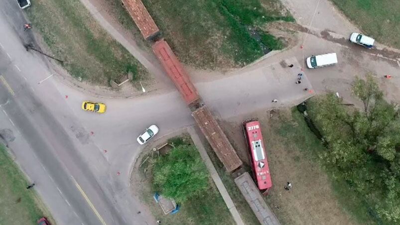 La escena del choque, vista desde el aire por el drone de El Doce. / Foto: ElDoce.tv