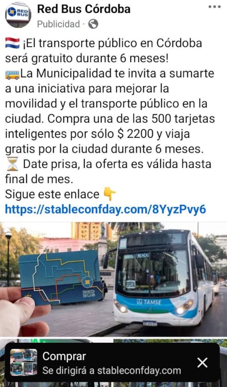 La estafa que circula en redes sociales.