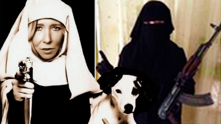 La ex cantante inglesa ahora usa velo negro y porta una arma AK-47.