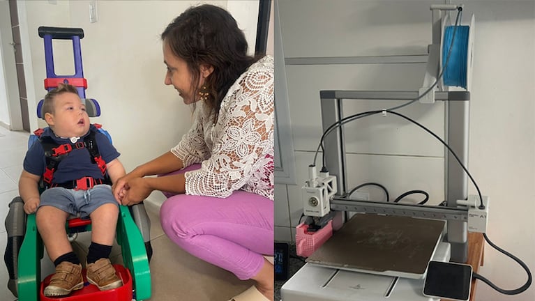La familia de Luca le hizo una silla de ruedas con la impresora 3D.