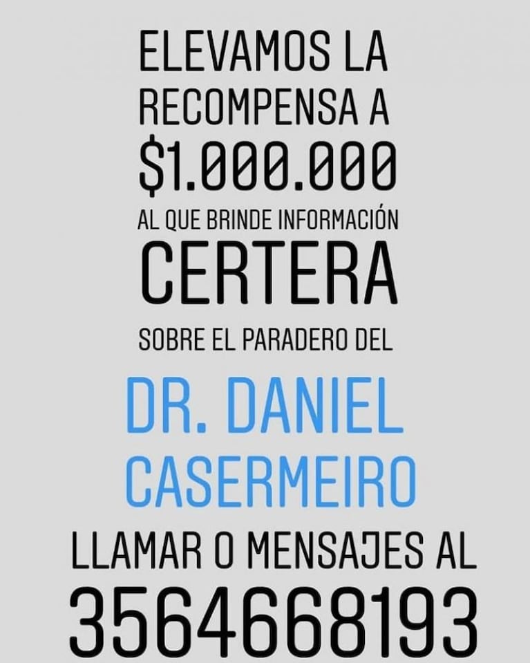 La familia del médico de San Francisco ahora ofrece un millón de pesos de recompensa