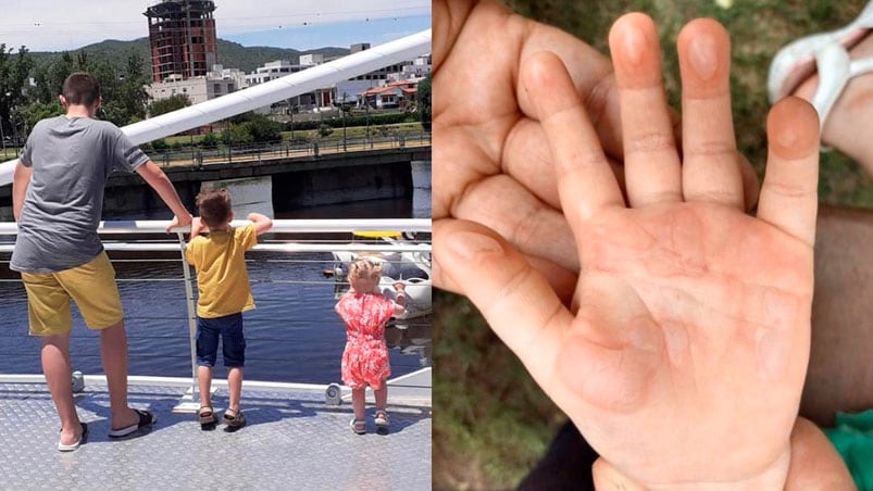 La familia riojana se sacó una foto en el puente peatonal minutos antes del accidente.