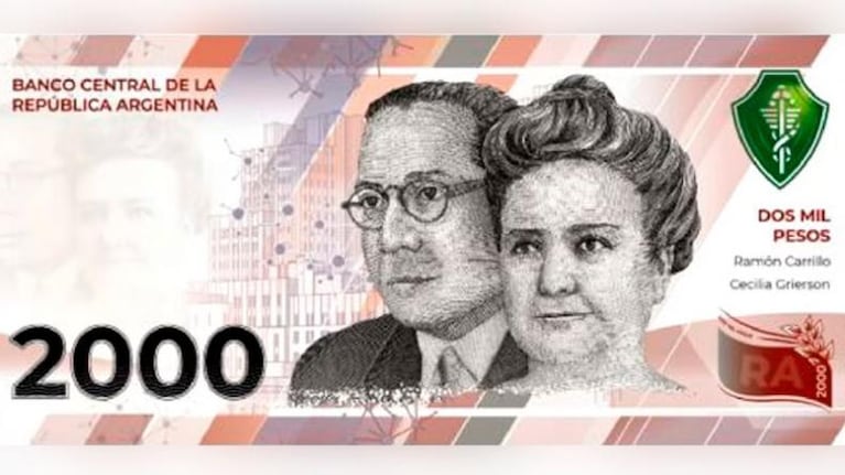 La figura del nuevo billete en Argentina. 